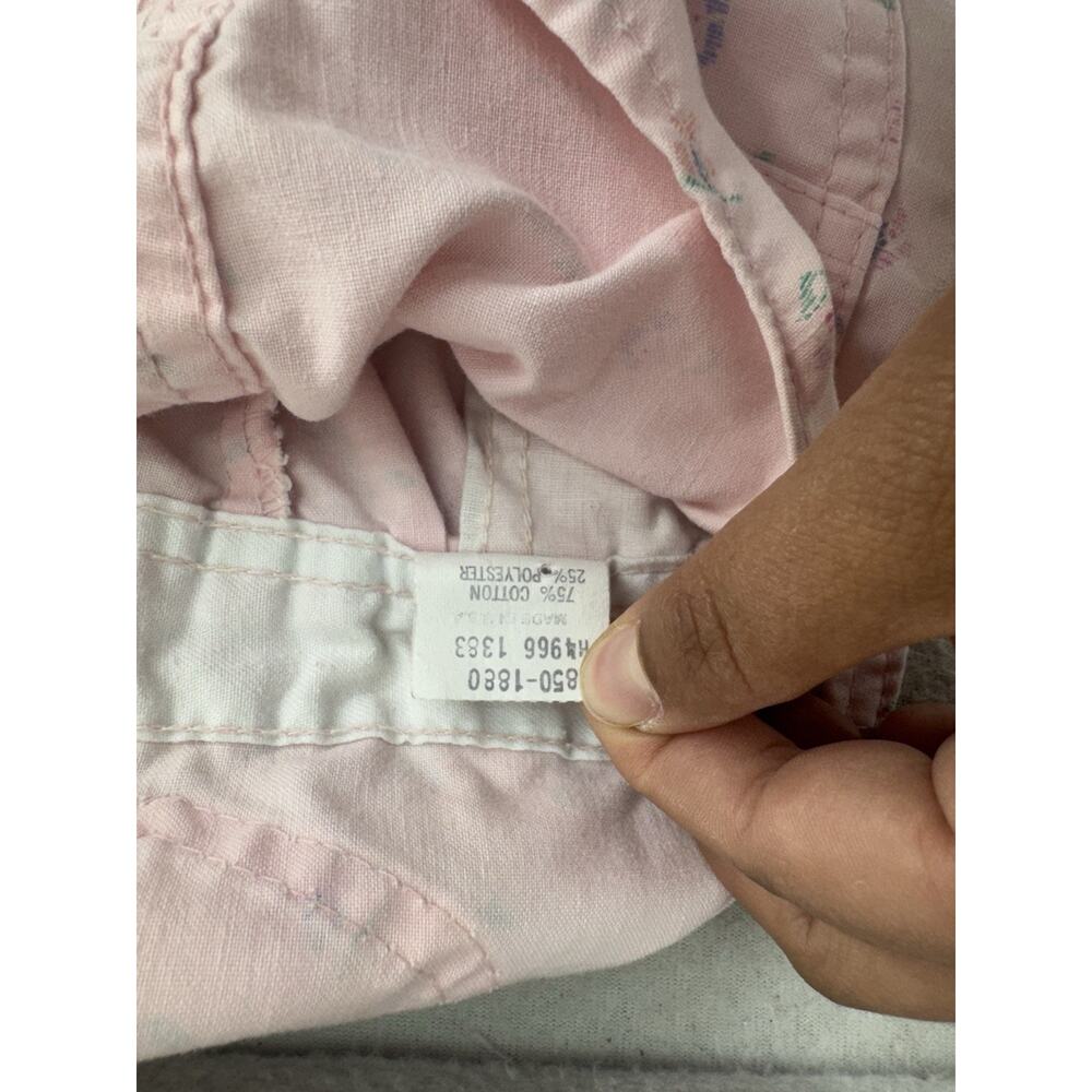 VTG OshKosh B’Gosh Vestbak Overalls 3-6M Pink Floral Baby Snap USA 90s READ - Picture 15 of 16